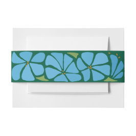 ブルーグルービーフラワーパターン結婚式招待状 招待状ベリーバンド