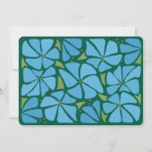 ブルーグルービーフラワーパターン結婚式招待状 招待状 (裏面)