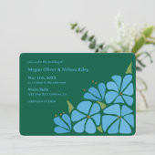 ブルーグルービーフラワーパターン結婚式招待状 招待状 (スタンド正面)