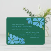 ブルーグルービーフラワーパターン結婚式招待状 招待状 (スタンド正面)