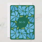 ブルーグルービーフラワーパターン結婚式招待状 招待状 (裏面)