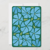 ブルーグルービーフラワーパターン結婚式招待状 招待状 (裏面)