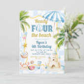 ブルーグルービーレディ4歳ビーチ4歳の誕生日 招待状 (スタンド正面)