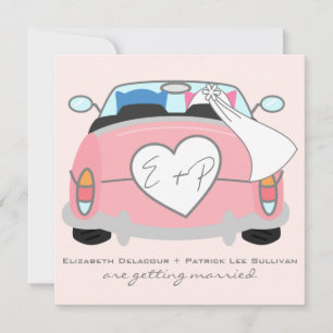 ブルーグルームフクロウ&ピンクブリーズフクロウ結婚式招待状 招待状