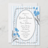 ブルーグレイお洒落ハンド絵を描ブライダルシャワー 招待状 (正面)