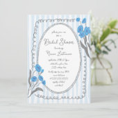 ブルーグレイお洒落ハンド絵を描ブライダルシャワー 招待状 (スタンド正面)