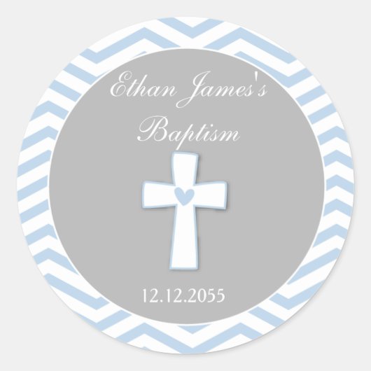ブルーグレイのバプテスマがスティッカーを支持ラベル ラウンドシール (正面)