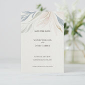 ブルーグレイのボタニカルセイヴ・ザ・デートカード セーブザデート (スタンド正面)