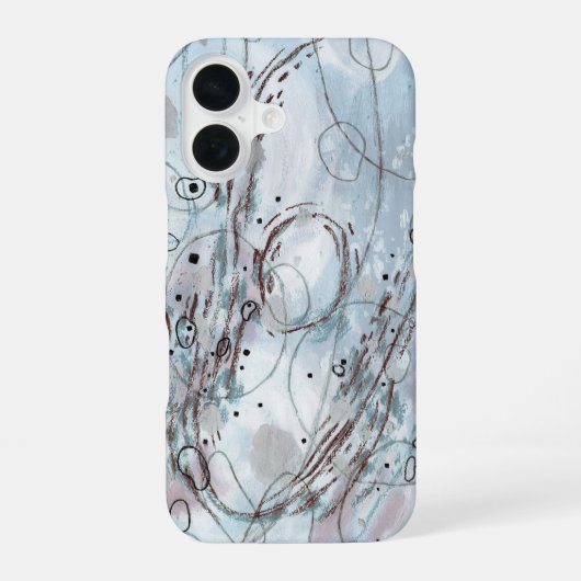 ブルーグレイのモダン抽象デザイン iPhone 16ケース (裏面)
