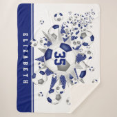 ブルーグレイの女の子スポーツサッカーボール シェルパブランケット (正面)