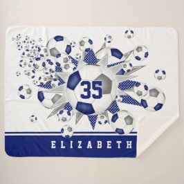 ブルーグレイの女の子スポーツサッカーボール シェルパブランケット