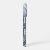 ブルーグレイの水彩抽象フラワーフラクタルアート iPhone 16ケース (右側面)