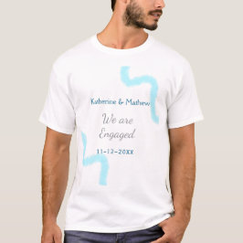 ブルーグレイの水彩画のスパイラルデザインでおしゃれなエンゲージ Tシャツ