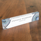 ブルーグレイエレガントアゲイト デスクネームプレート (側面)