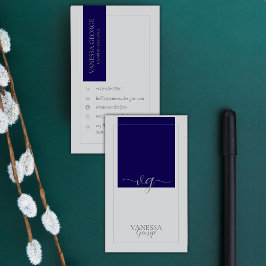 ブルーグレイエレガントキュートモノグラモダンムカスタム 名刺