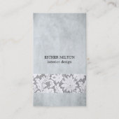 ブルーグレイエレガントレースインテリアデザイナー 名刺 (正面)