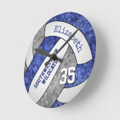 ブルーグレイカスタムスガーリーポーツバレーボール室 ラウンド壁時計 (傾斜)