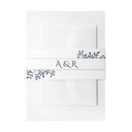 ブルーグレイグリッターボタニカル葉結婚ズ 招待状ベリーバンド