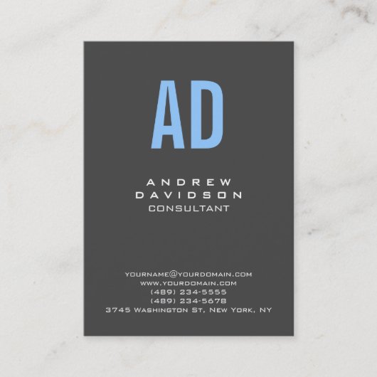 ブルーグレイスタイリッシュモノグラム名刺 名刺 (正面)