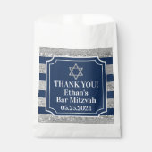 ブルーグレイストライプのバー(ユダヤ教の)バル・ミツバーありがとう フェイバーバッグ (正面)