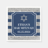 ブルーグレイストライプのバー(ユダヤ教の)バル・ミツバー スタンダードカクテルナプキン (正面)
