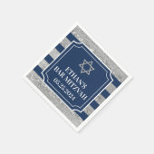 ブルーグレイストライプのバー(ユダヤ教の)バル・ミツバー スタンダードカクテルナプキン (角)