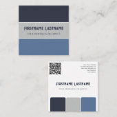 ブルーグレイストライプハーモニックカラーパレットQR-Code スクエア名刺 (正面/裏面)