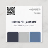 ブルーグレイストライプハーモニックカラーパレットQR-Code スクエア名刺 (裏面)