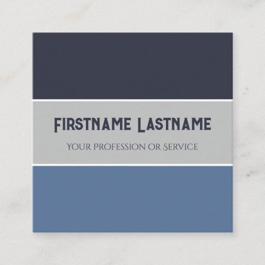 ブルーグレイストライプハーモニックカラーパレットQR-Code スクエア名刺 (正面)