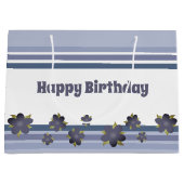 ブルーグレイストライプ誕生日抱き枕トートスタイル ラージペーパーバッグ (正面)