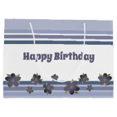 ブルーグレイストライプ誕生日抱き枕トートスタイル ラージペーパーバッグ (裏面)