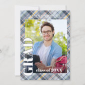 ブルーグレイタータンチェックプライド卒業 案内状 (正面)
