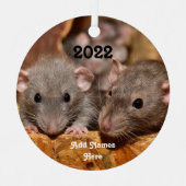 ブルーグレイパーソナライズされたダンボペットラット メタルオーナメント (正面)