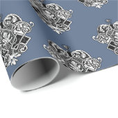 ブルーグレイビクトリアン装飾デザイン ラッピングペーパー (ロールコーナー)