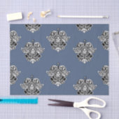 ブルーグレイビクトリアン装飾デザイン 薄葉紙 (クラフト)