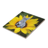 ブルーグレイフランスのブルドッグパピーとヒマワリ タイル (側面)