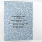 ブルーグレイプリンセススワールエレガントフェアリーテイルウェディング 三つ折り招待状 (内部最初)