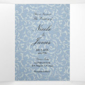 ブルーグレイプリンセススワールエレガントフェアリーテイルウェディング 三つ折り招待状 (内部中)