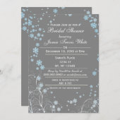 ブルーグレイモダンウィンターブライダルシャワー招待状 招待状 (正面/裏面)