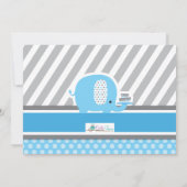 ブルーグレイモダンエレファントファースト誕生日写真 招待状 (裏面)