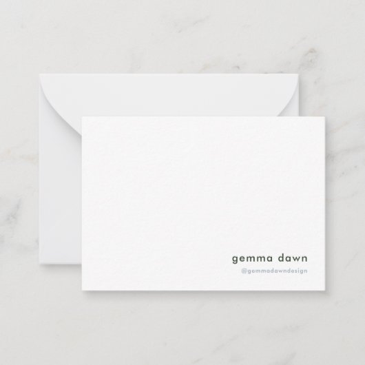 ブルーグレイモダンミニマルシンプル主義ソーシャルメディア ノートカード (正面)