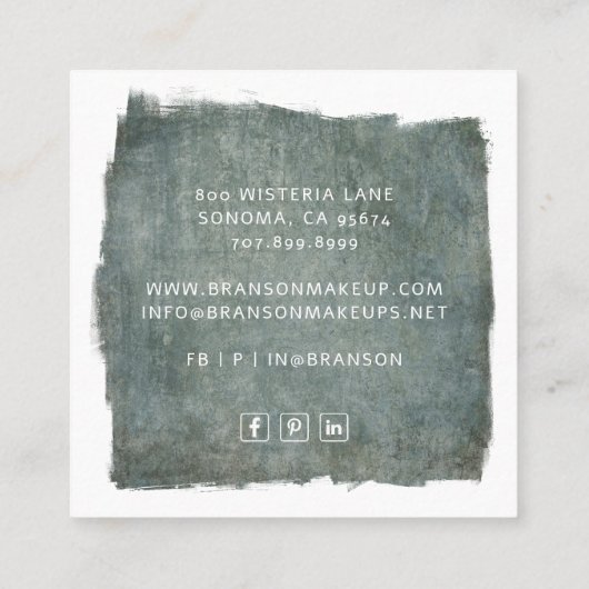 ブルーグレイモダンメイクアップアーティストの名刺 スクエア名刺 (裏面)