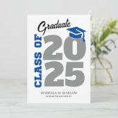 ブルーグレイレトロ大学卒業 案内状 (スタンド正面)