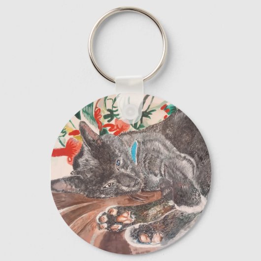 ブルーグレイロシアのキャットイングリッシュショートヘア猫鍵R キーホルダー (裏面)