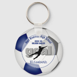 ブルーグレイ女子サッカーゴールチームスピリット キーホルダー