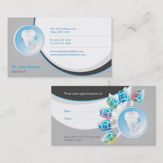 ブルーグレイ歯科 |歯医者 予約カード (正面/裏面)