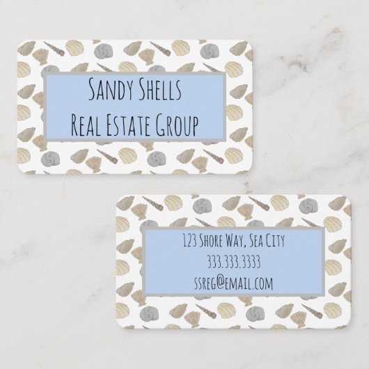 ブルーグレイ沿岸の貝殻 名刺 (正面/裏面)