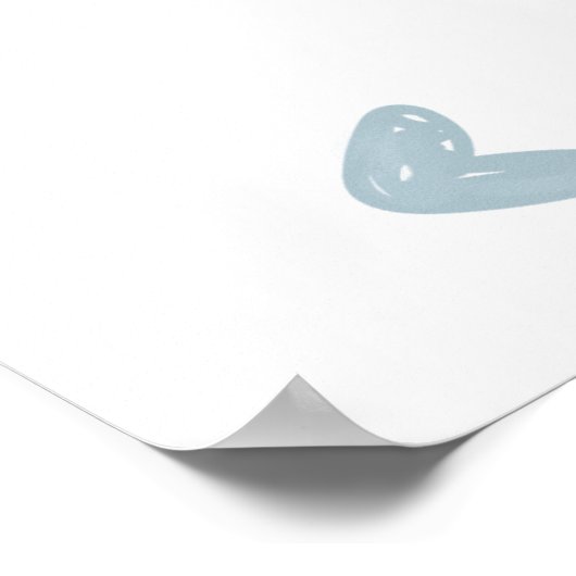 ブルーグレイ男の子エレファントベビーシャワー歓迎サイン ポスター (角)