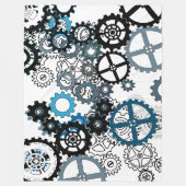 ブルーグレイ白ギアスチームパンクボーイズデコール フリースブランケット (正面)