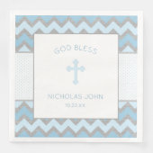 ブルーグレイ素朴バプテスマ《キリスト教》洗礼式や命名式ナプキン (正面)